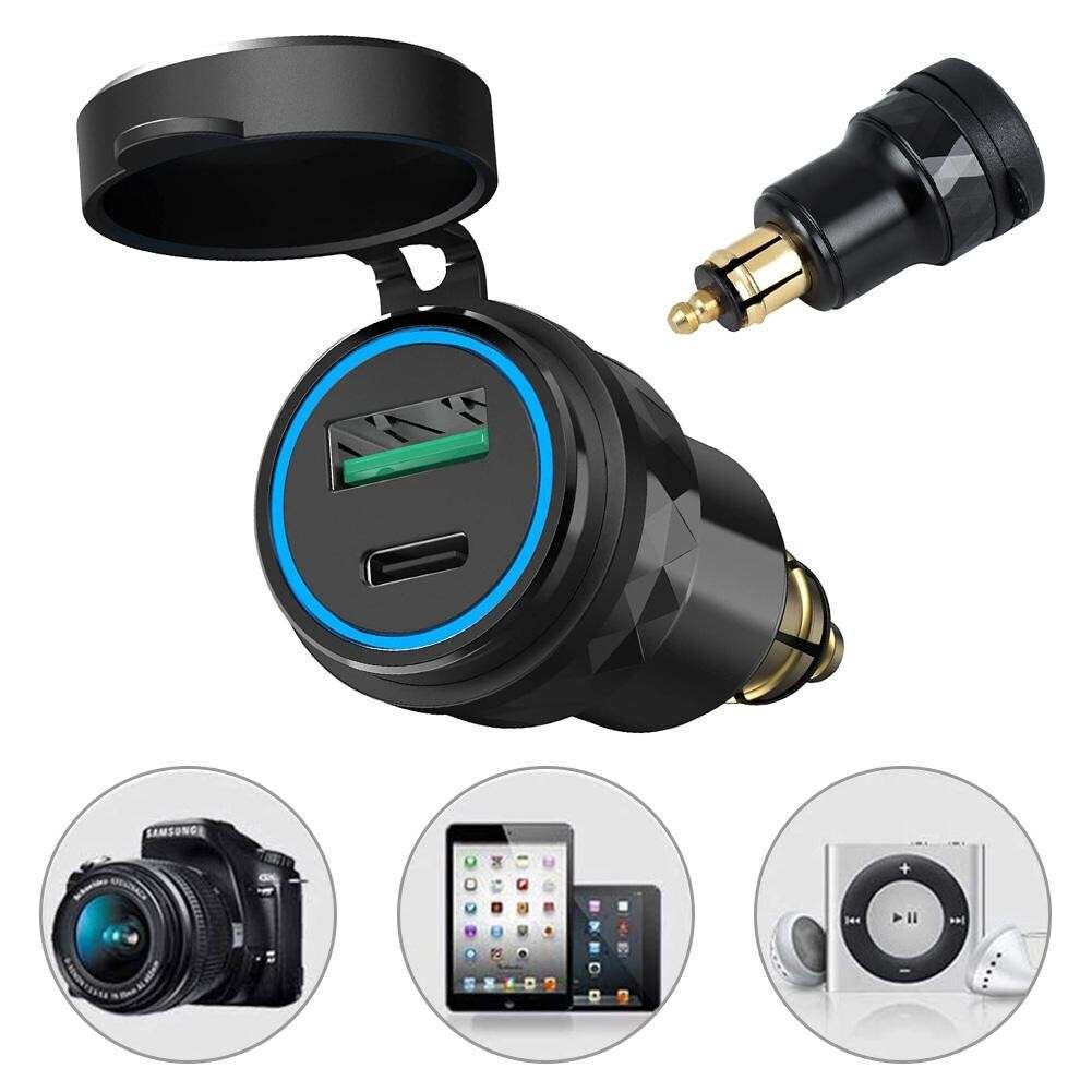 USB TypeC Fast Charger Power Adapter For Hella DIN Plug Socket For GS Motorcycle