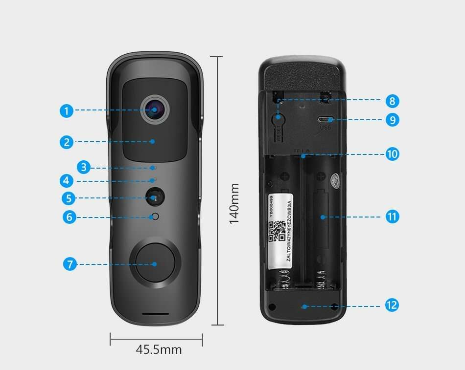 Two-Way Doorbell WiFi Video Smart Talk Door Bell Ring 1080p HD Security Camera