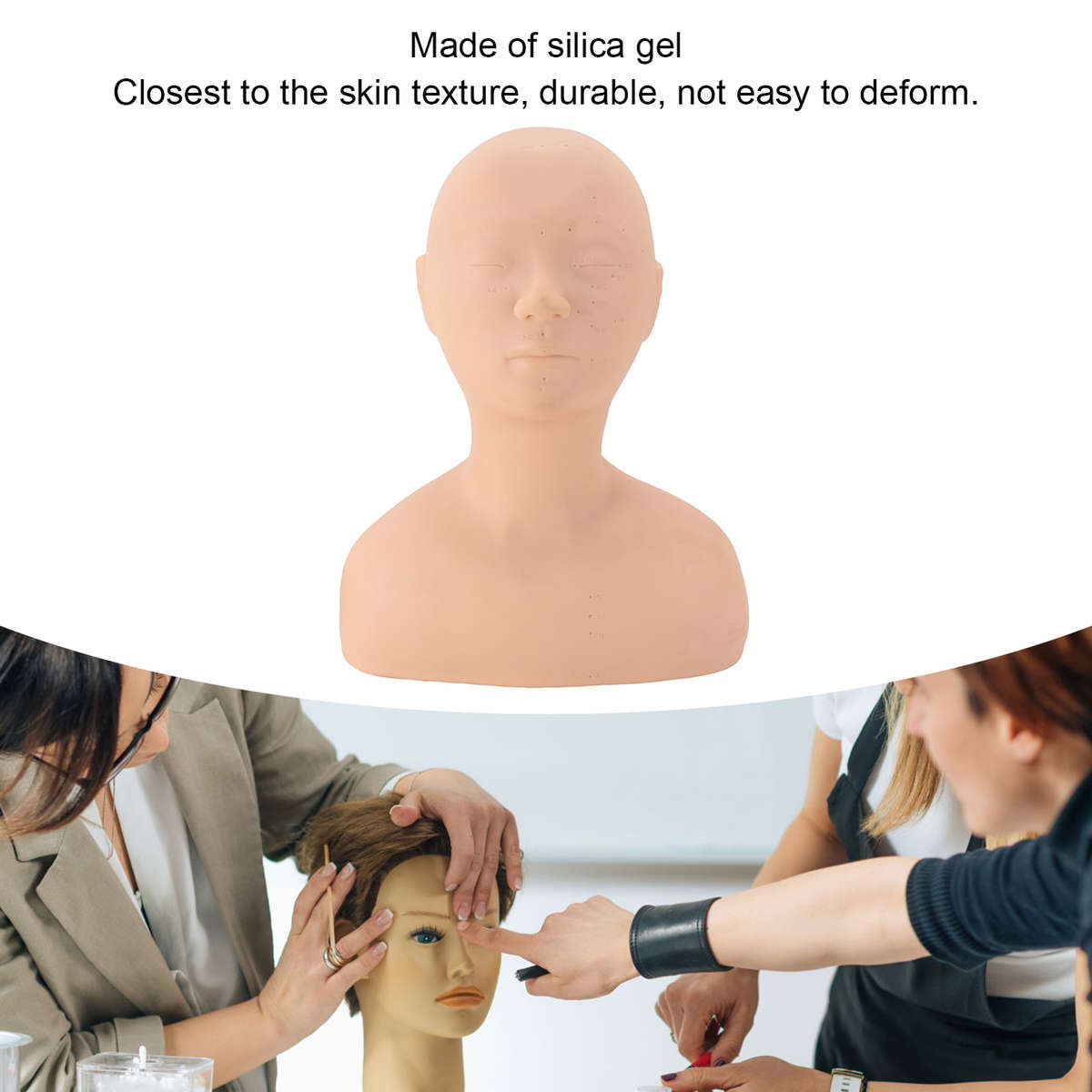 Bald Cosmetology Mannequin Head Soft Silicone Acupuncture Makeup E CHW