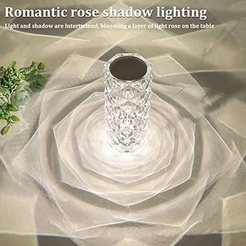 RGB Crystal Table Lamp with Remote16 Colors &4 Modes Rose Diamond Touch Contr...
