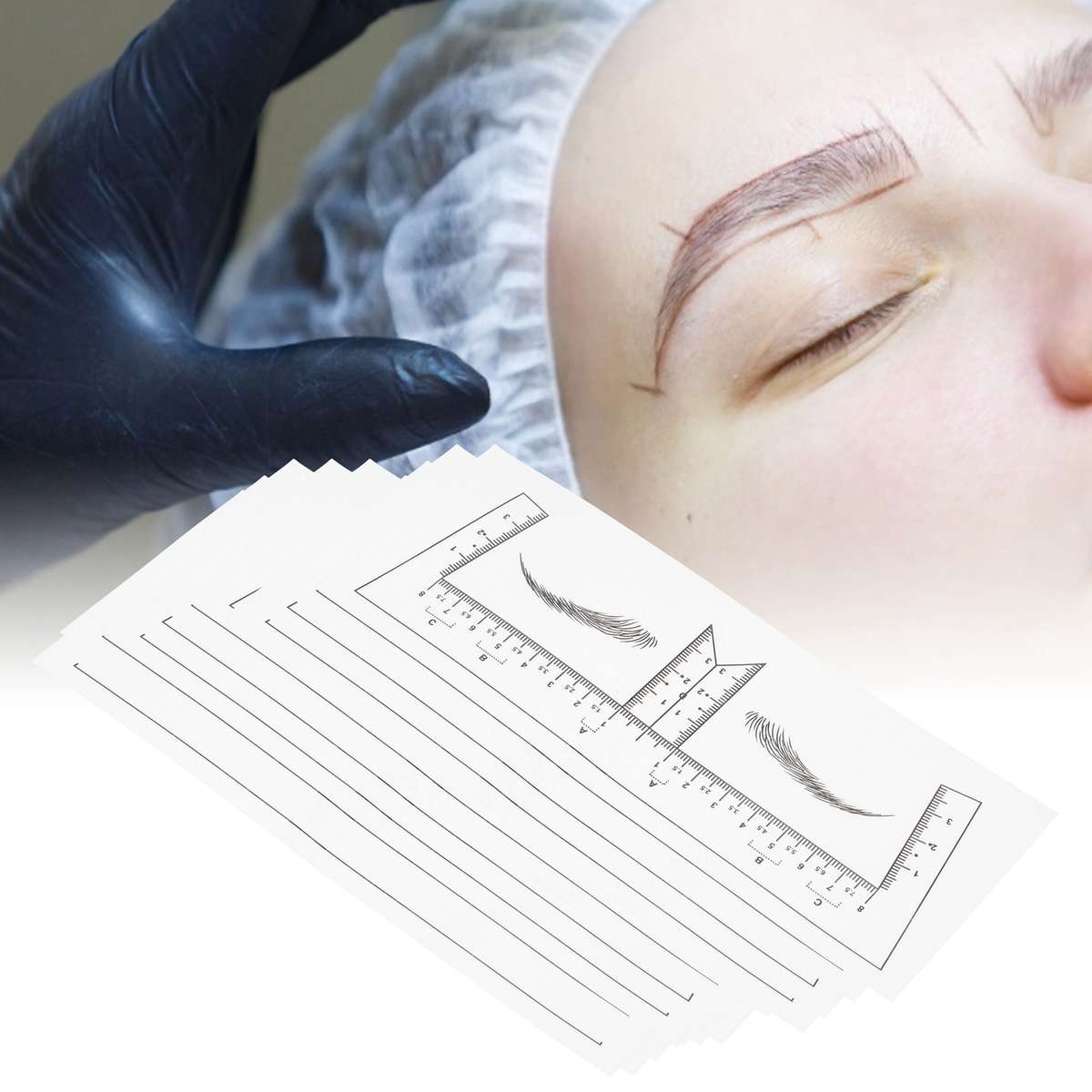 50Pcs Transparent Eyebrow Stencils Stickers Microblading Eyebrow Ruler SelfA CHW