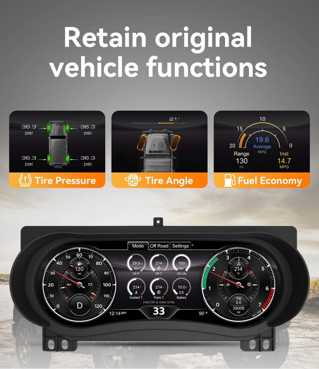 12.3" For Jeep Wrangler 2018-2023 Digital Instrument Cluster Speedometer Board