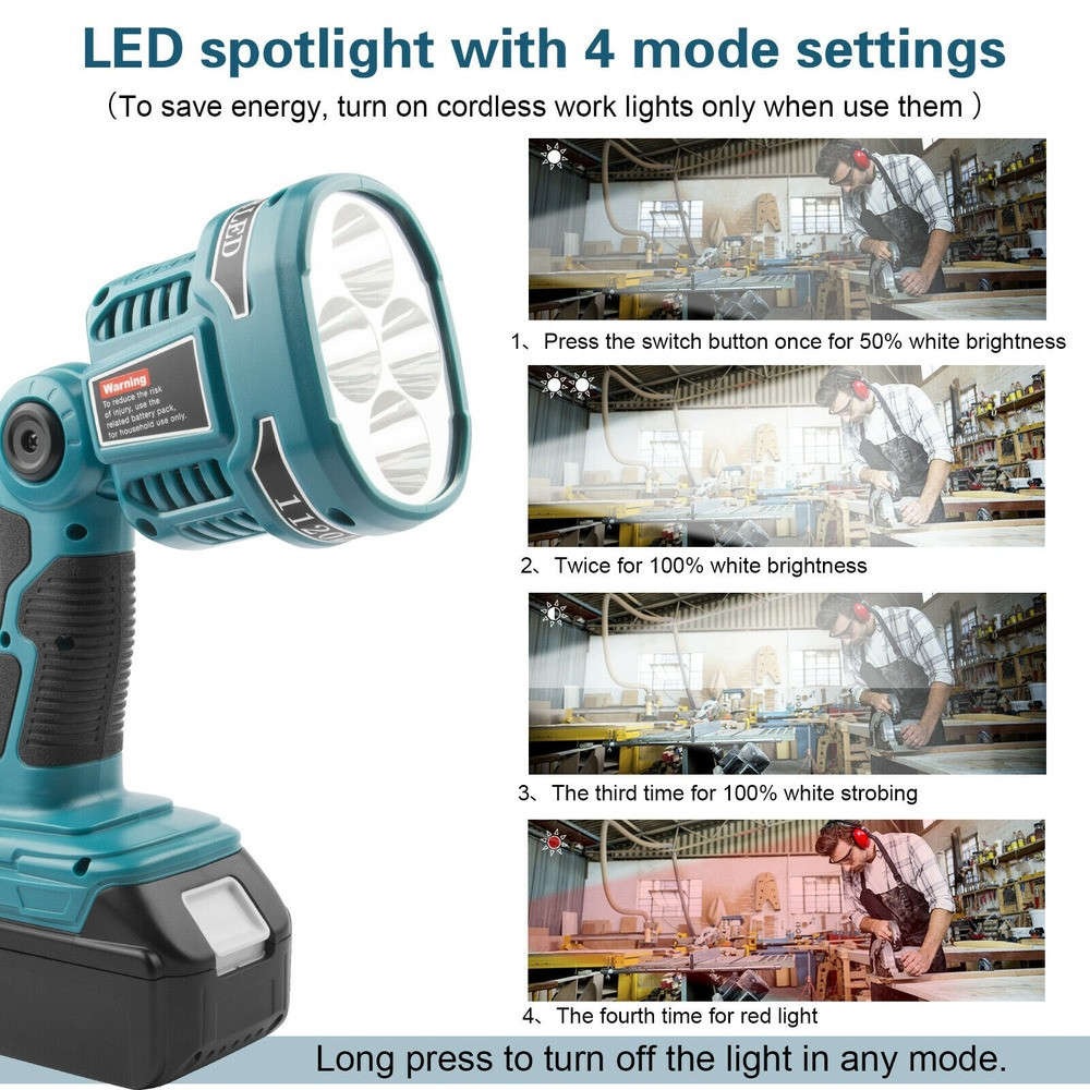 For Makita LED 18V DML812 Li-ion Cordless FlashLight Work Light 18 Volt 4 Modes