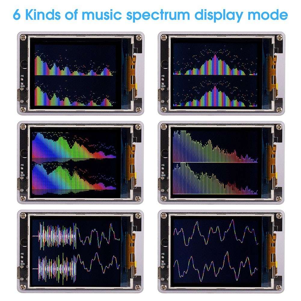 MIC+LINE Sound Level Meter Clock Stereo Audio Display Music Spectrum Visualizer