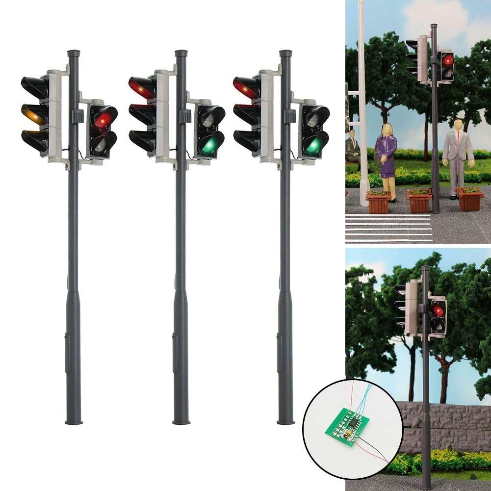 3xGauge G Traffic Lights With Pedestrian Crossings LED Vehicle Light Rail Layout