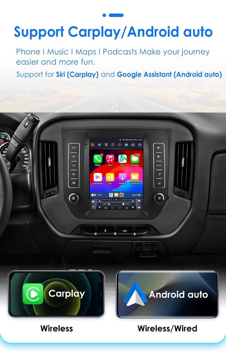 8+128G 9.7"Android Carplay Radio Stereo For Chevrolet Silverado GMC Sierre 14-18