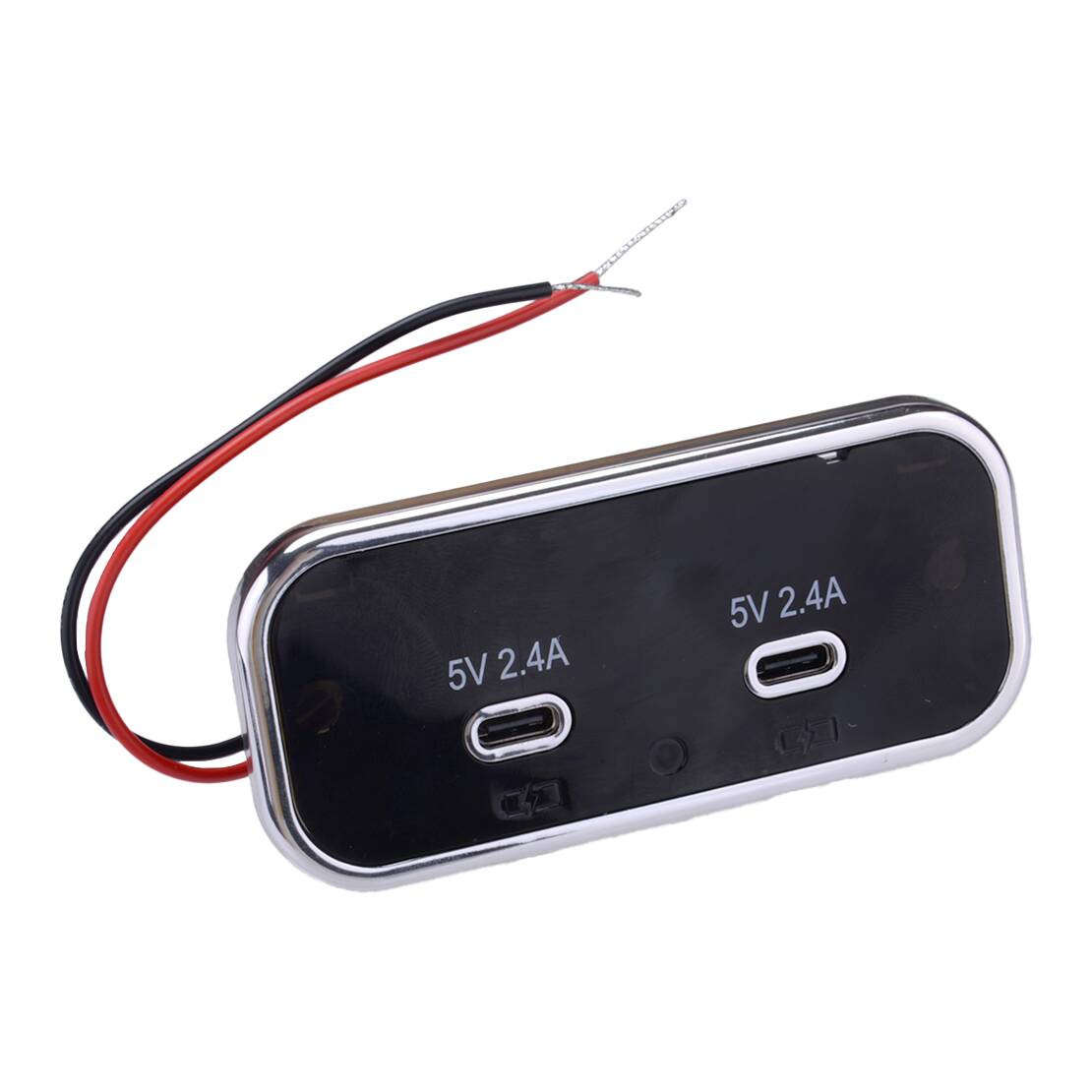 Dual USB Ports Type C Fast Charger Socket Power Outlet 12V-24V Car Boat RV top