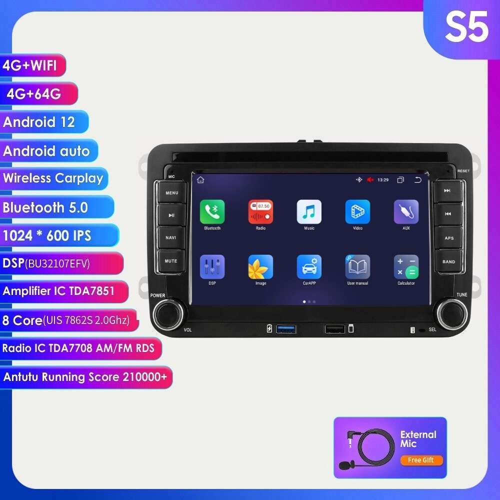 7" Android Auto 12 Car Stereo Radio GPS HeadUnit CarPlay DSP 8-Core For VW Jetta