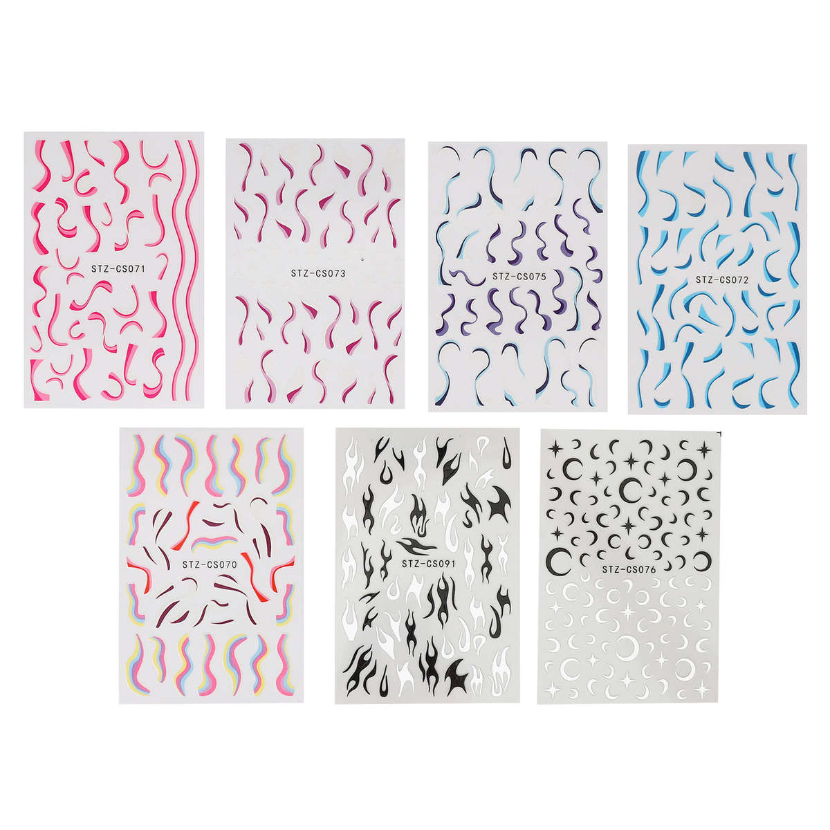7 Sheets Of Fire Flame Nail Stickers Self Adhesive For Nail Art Decoration D CHW