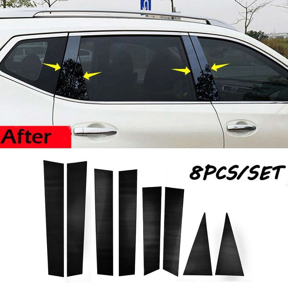 8pcs Car Door Trim Black Pillar Post Fit For Nissan X-Trail 2014 2015 2016