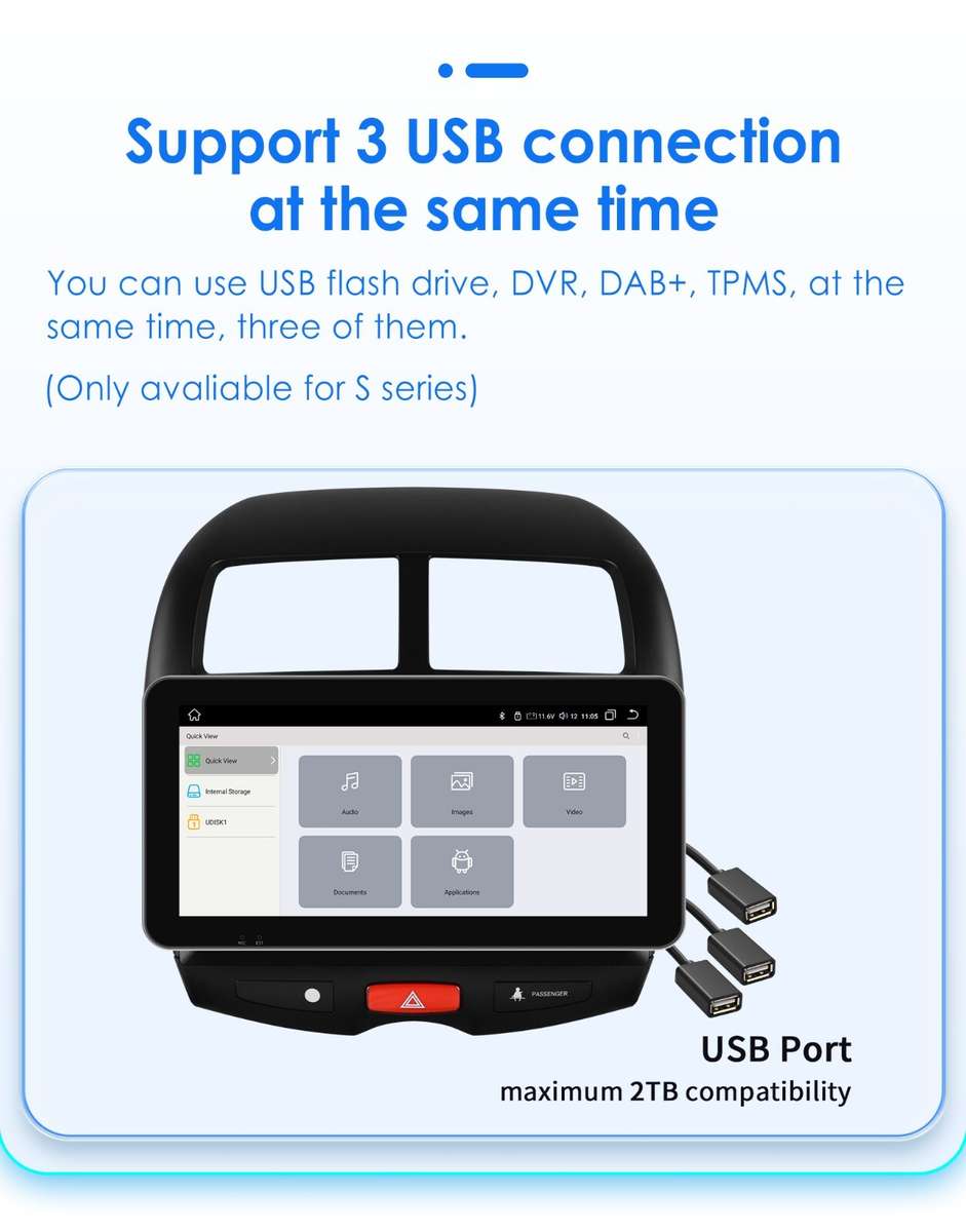 10.1" Android12 Carplay Radio GPS AUX Stereo For 2014-2018 Mitsubishi ASX1 RDS