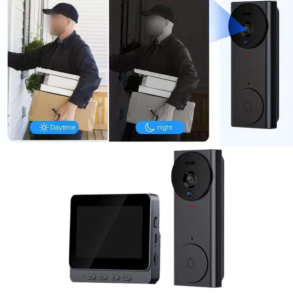 Rechargeable Wireless Video Doorbell With 4.3 Inch Display And Snapshot Feature
