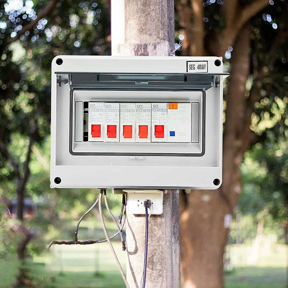 4 Way Garage Shed Camper Van Caravan Consumer Unit Fuse Box With RCD And4X MCB