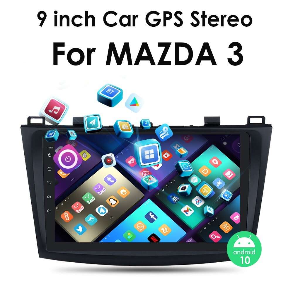 For Mazda 3 2010-2013 Android 12 9" Car Play Stereo Radio Head Unit GPS Nav SWC