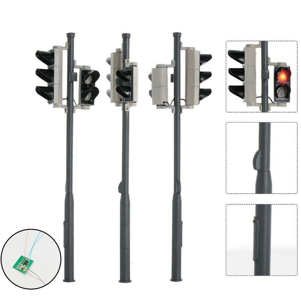 3xGauge G Traffic Lights With Pedestrian Crossings LED Vehicle Light Rail Layout