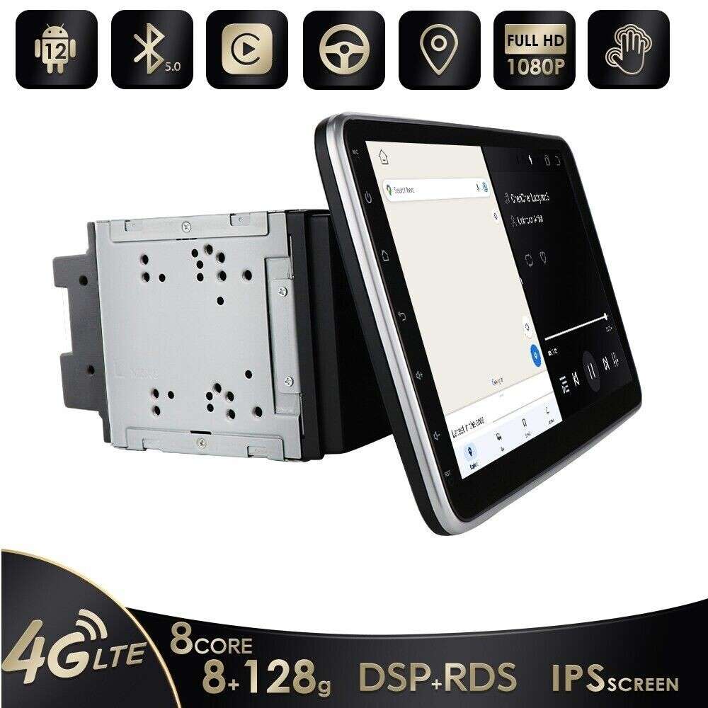 8+128G 2DIN Rotatable 10.1'' Android 12 IPS Car Stereo Radio Carplay Navi GPS BT
