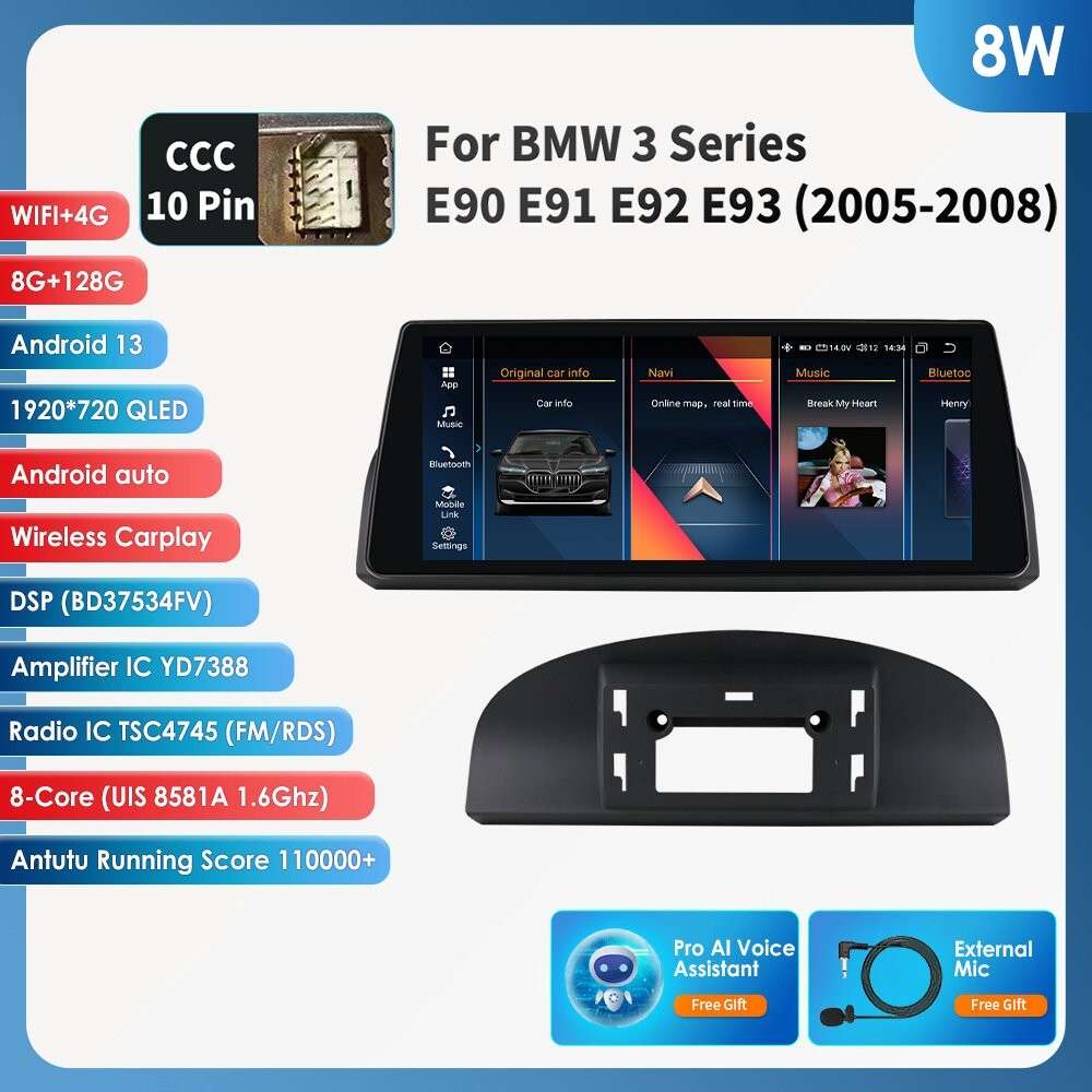 10.25" For BMW 3 Series E90 E91 E92 E93 Carplay Android 13 Car Radio GPS 8+128GB