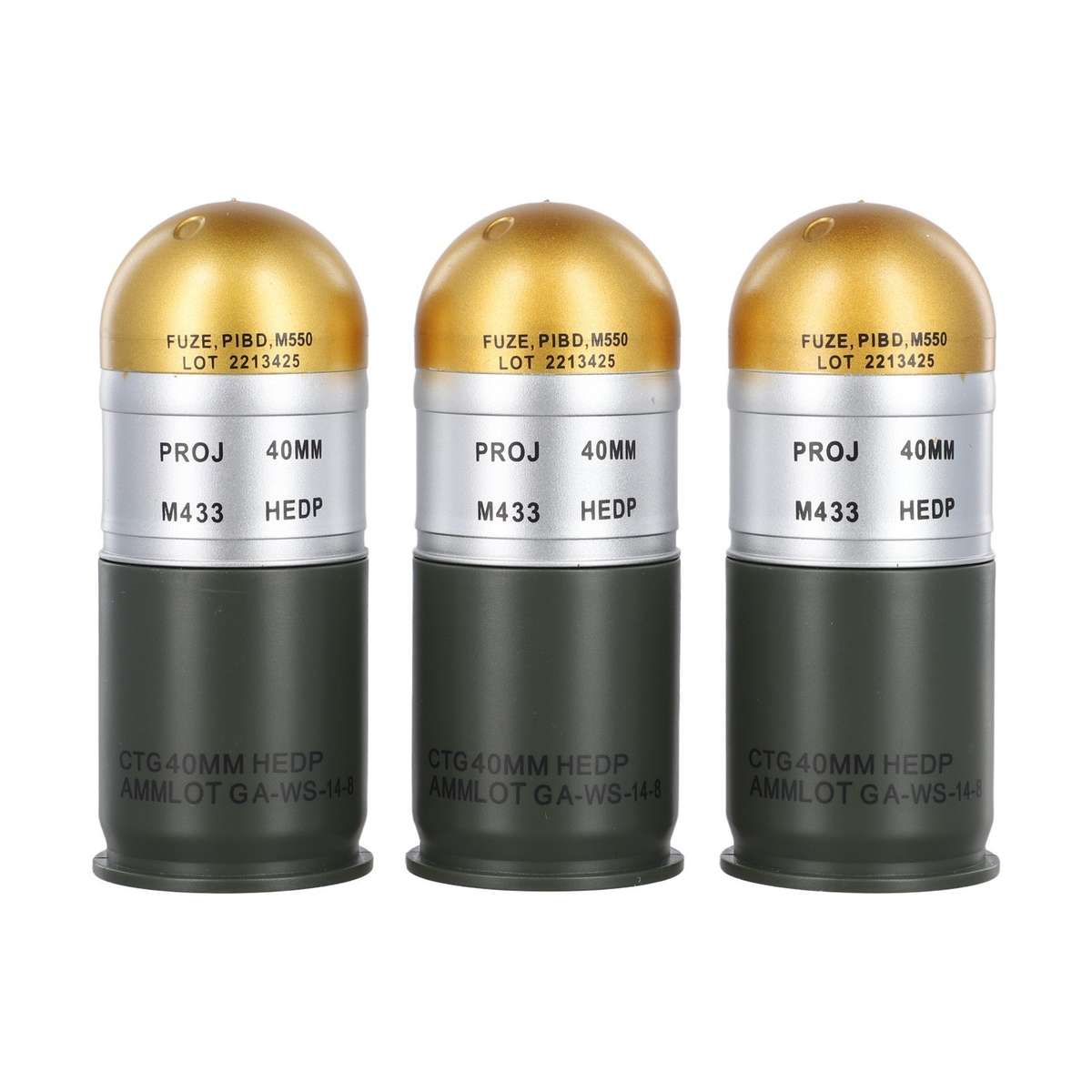 Sturdy And Reliable M433 HEDP 40mm Cartridge Dummy Grenade Model With Storage