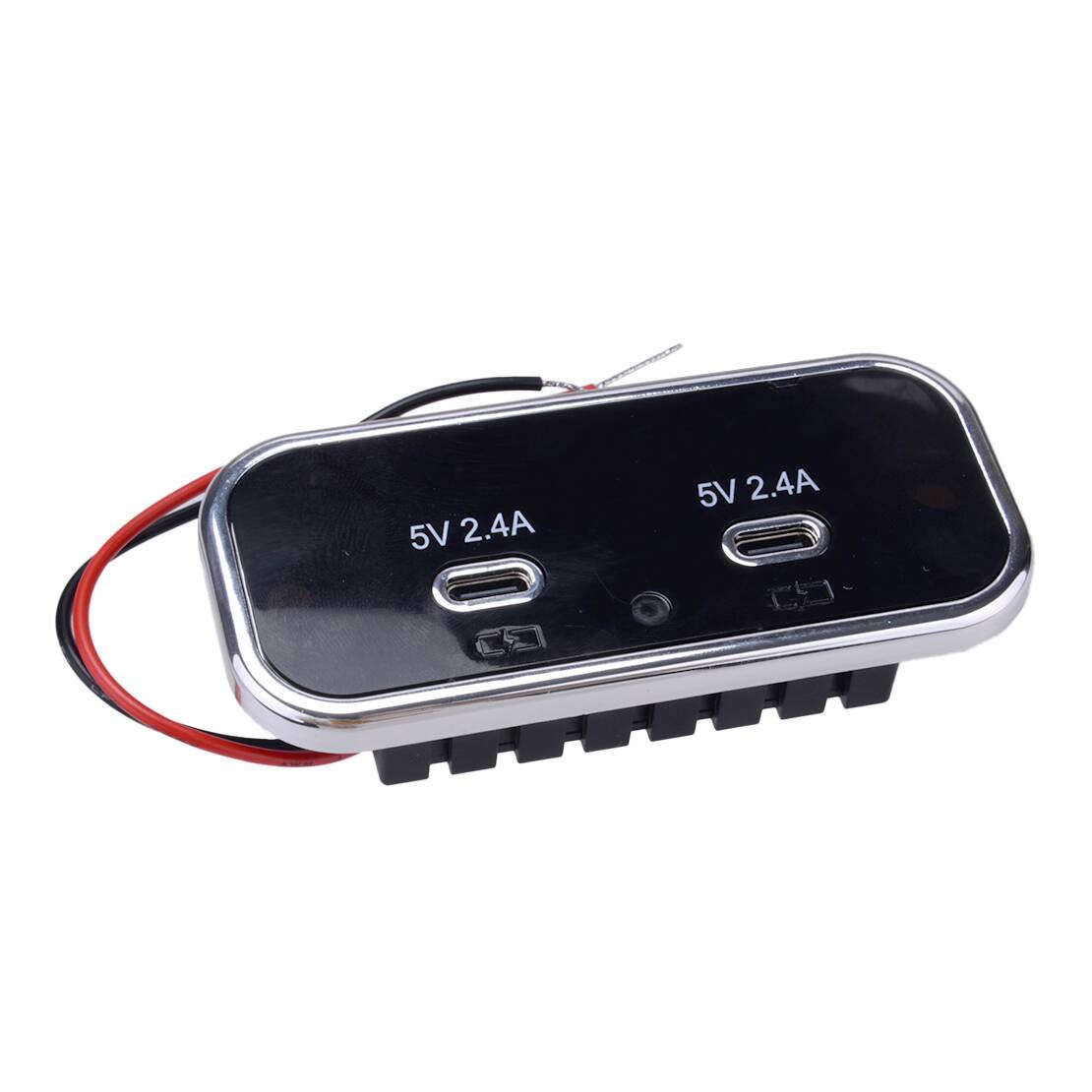 Dual USB Ports Type C Fast Charger Socket Power Outlet 12V-24V Car Boat RV top