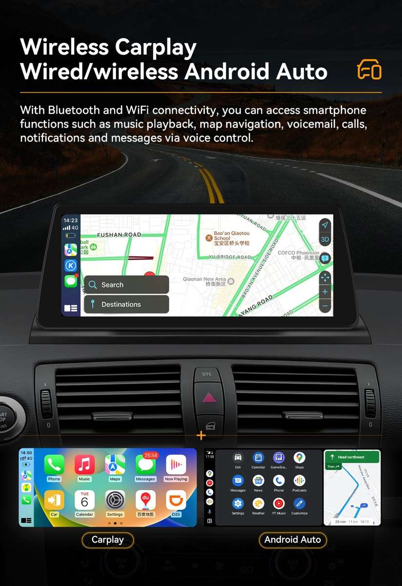 Android 13 For BMW E81 E82 E87 E88 06-12 Car Stereo Radio WiFi Apple Carplay 32G