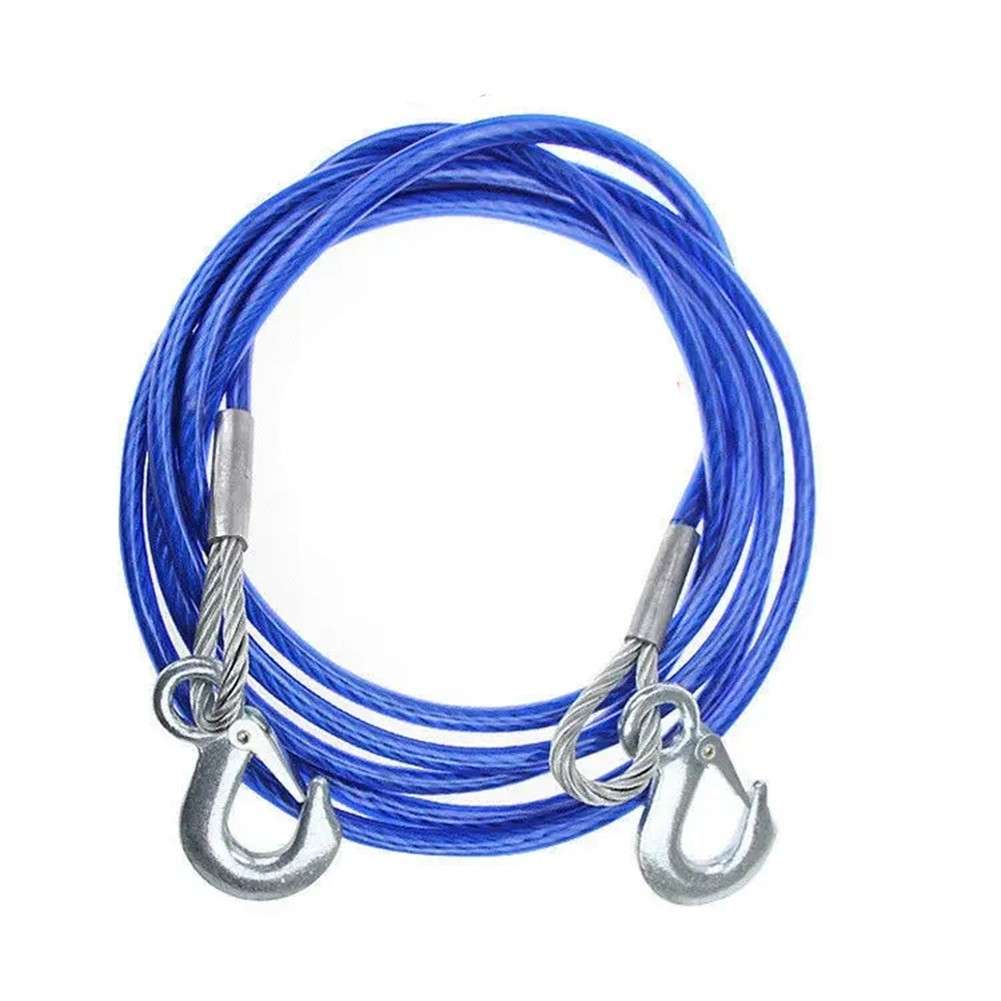 Rubber Coated Tow Recovery Hook Rope 5 Ton 4Meter Heavy Duty Steel Wire Cable