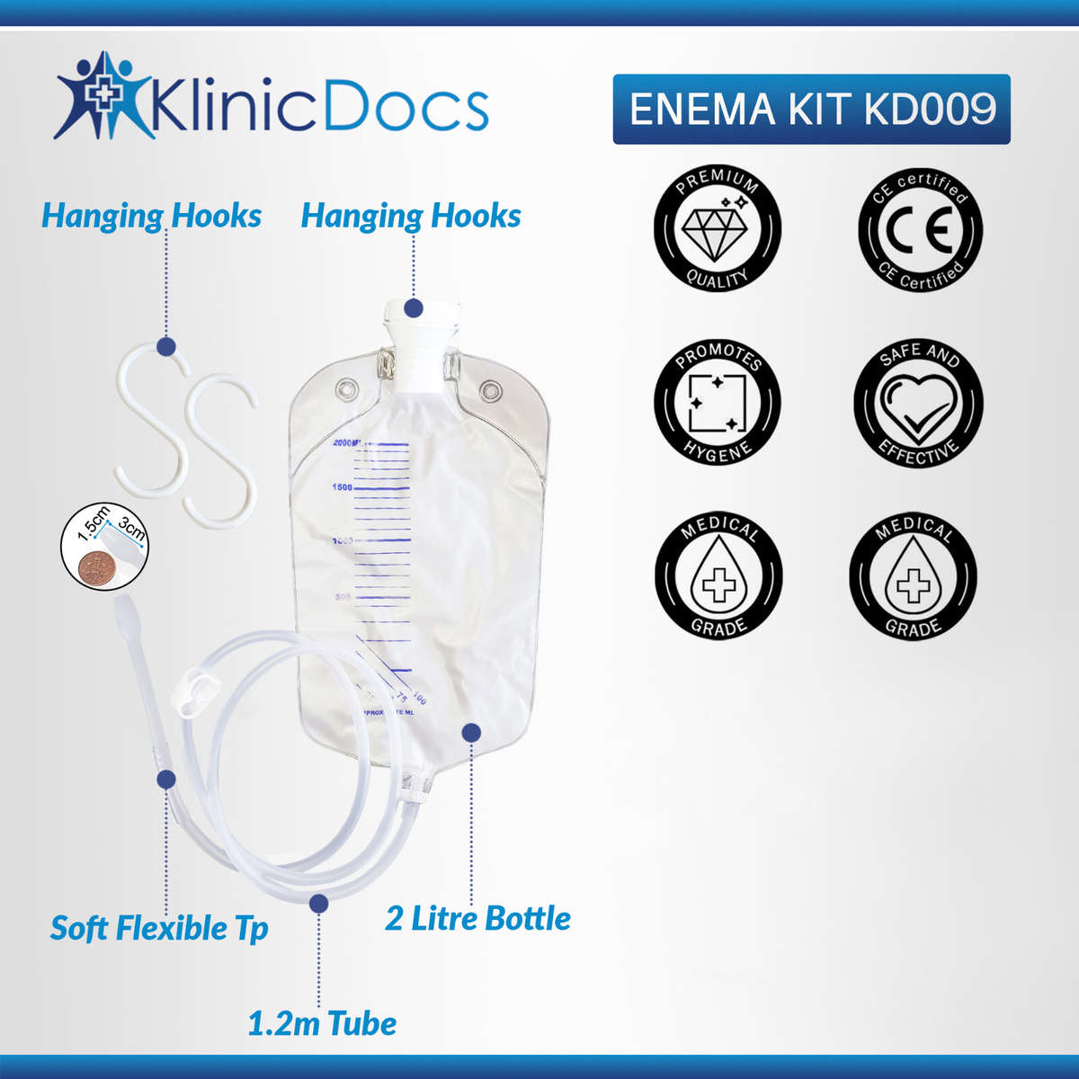 Home Enema kit Colonic Irrigation Kit KD009 Bag Detox 2L Original Klinicdocs
