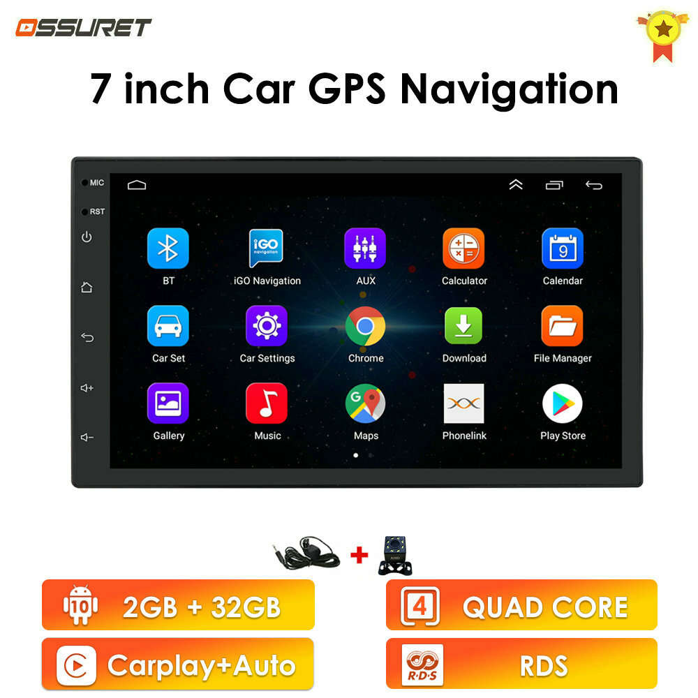 7'' 2 DIN CarPlay Android 10 Car Stereo Radio RDS Head Unit GPS Navi Wifi 2+32GB