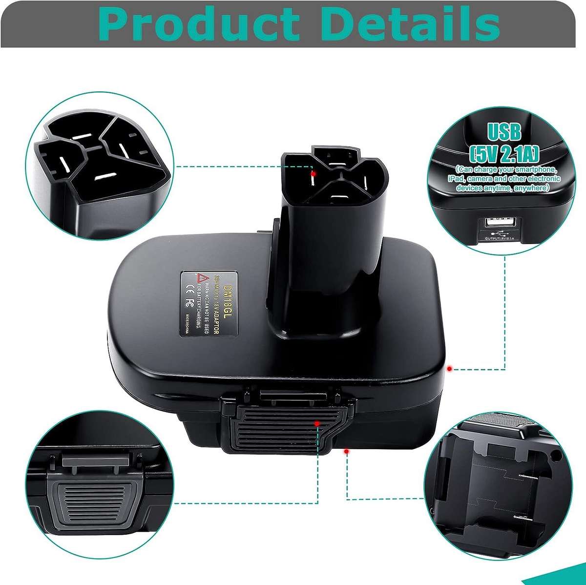 Battery Adapter With USB Charging Port for DEWALT To for Craftsman 19.2V Tools