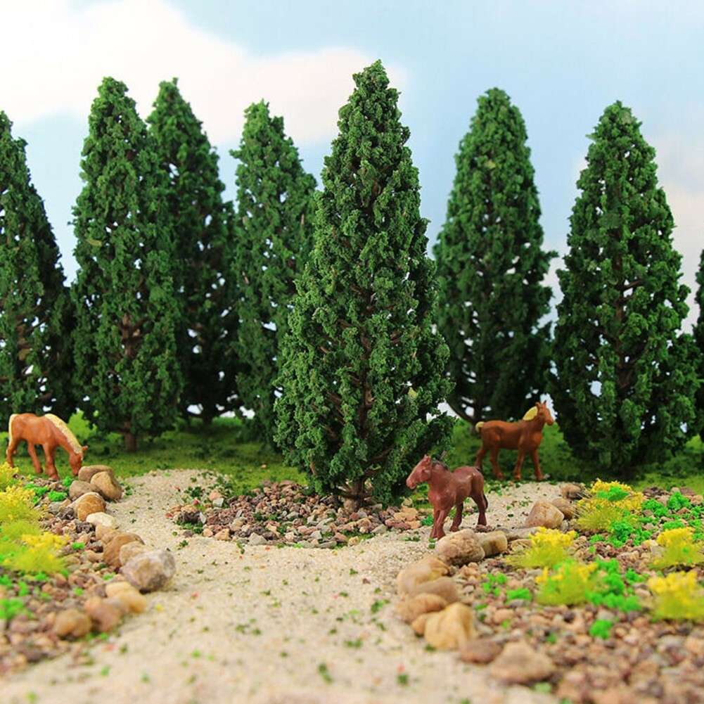 10x 15cm Model Pine Trees Green For O G Scale Railway Scenery Layout