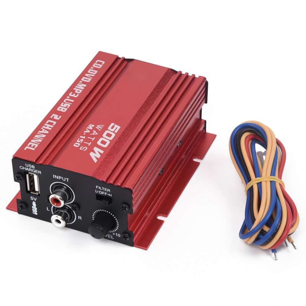 Car 12V 500W Mini HiFi Stereo Audio Amp Subwoofer For Cars And Motorcycles