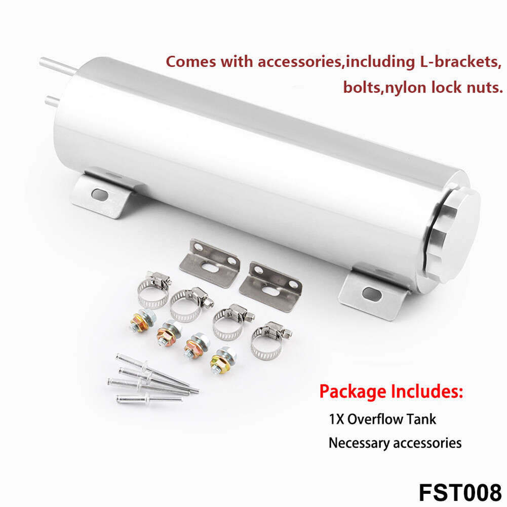 3" x 10" Polished Stainless Steel 32 oz Radiator Overflow Tank with Bottle Tank