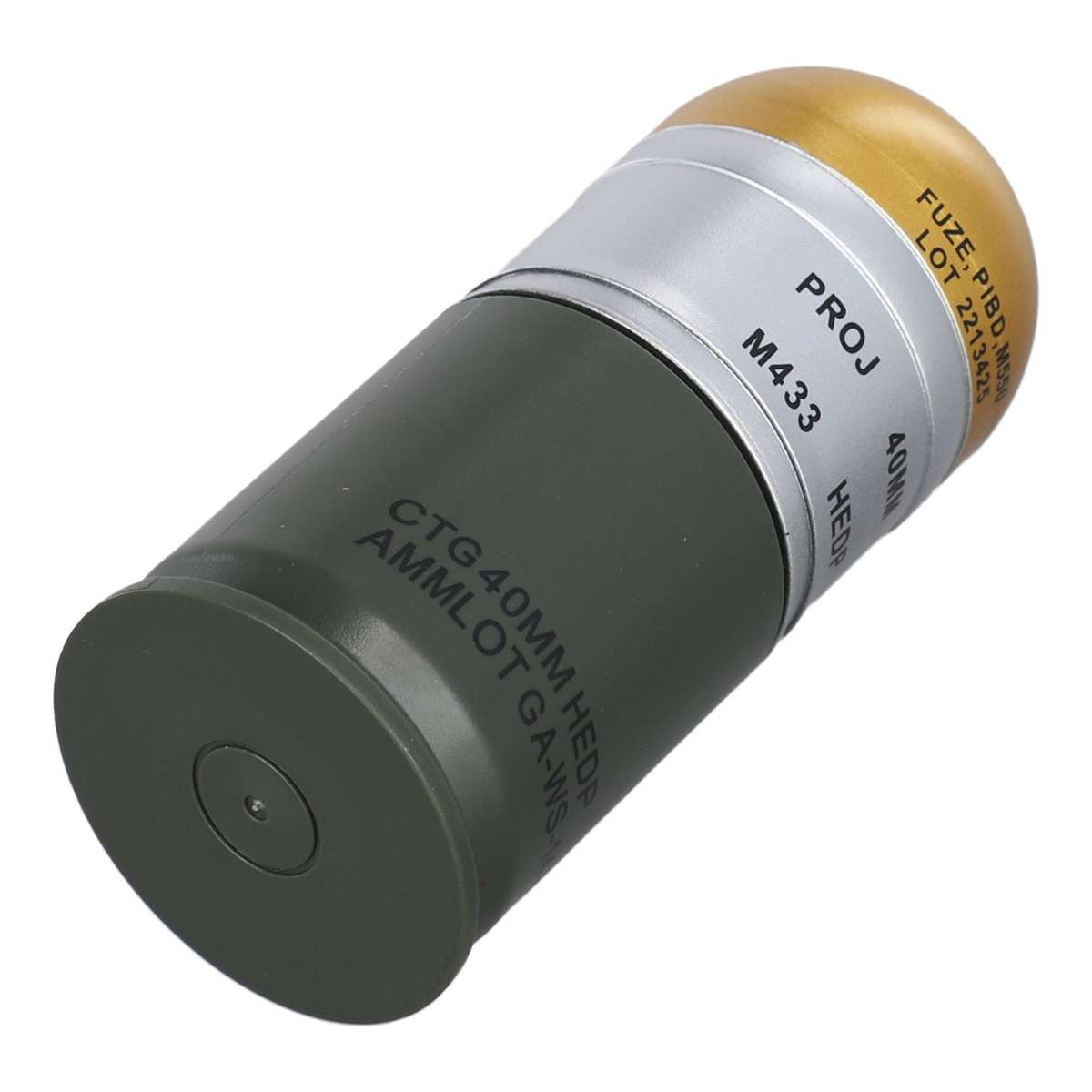 Sturdy And Reliable M433 HEDP 40mm Cartridge Dummy Grenade Model With Storage