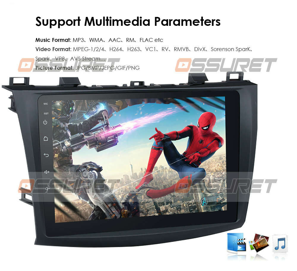 For Mazda 3 2010-2013 Car Radio 9" Android 9.0 2Din GPS Navi Stereo Wifi DAB+Cam