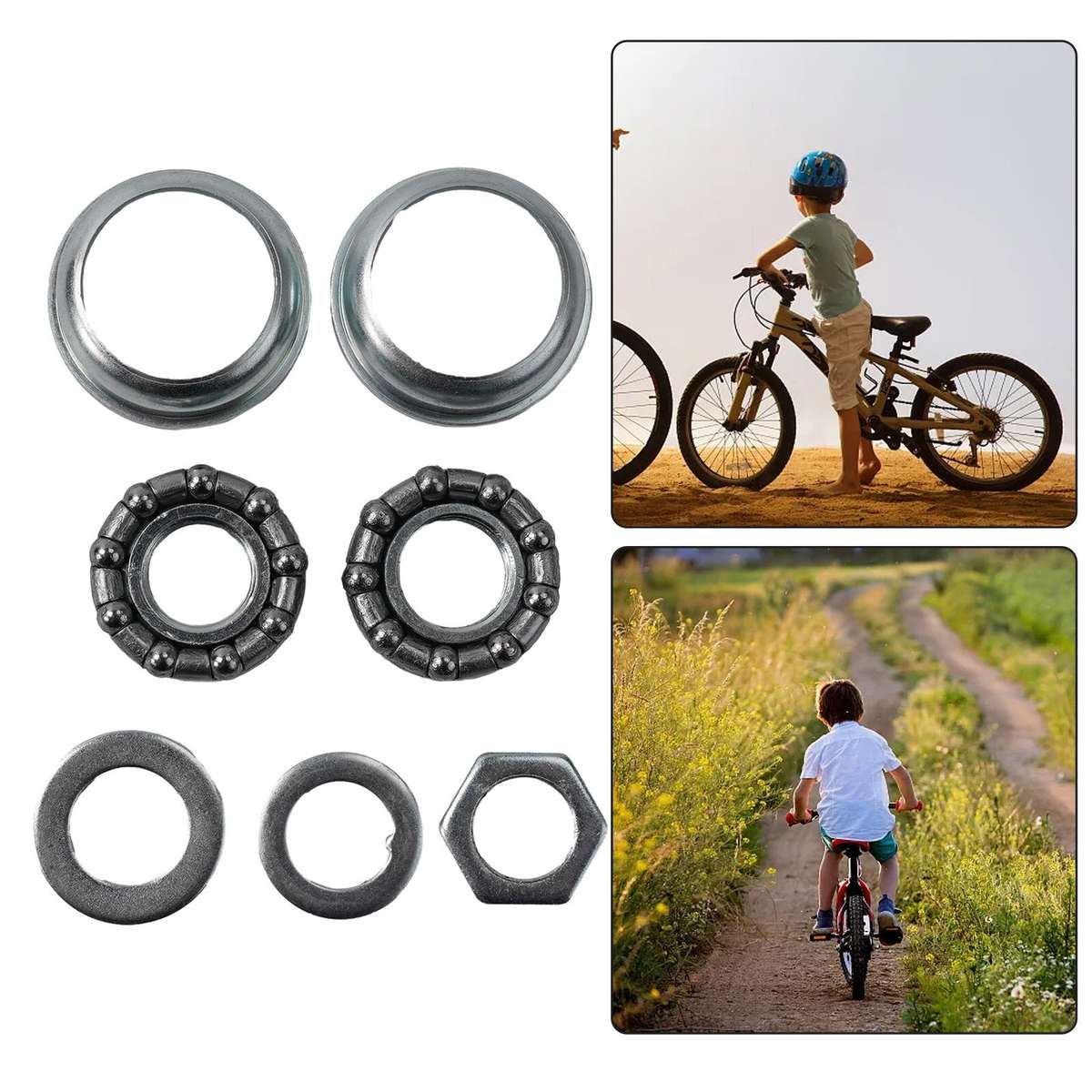 Bike Bicycle Bottom Bracket BB Cup Bearing Set For Large Shell 1 Piece Crank