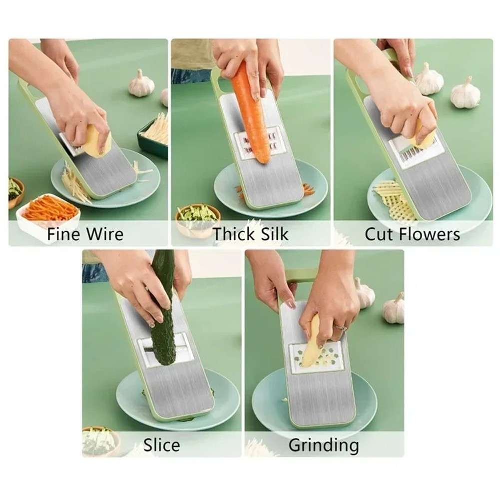 5 In 1 Vegetable Cutter Manual Kitchen Vegetable Slicer Graters Stainless Steel