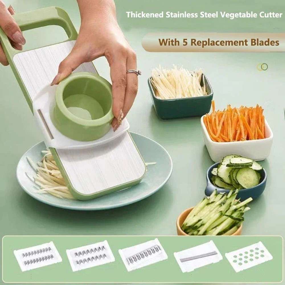 5 In 1 Vegetable Cutter Manual Kitchen Vegetable Slicer Graters Stainless Steel