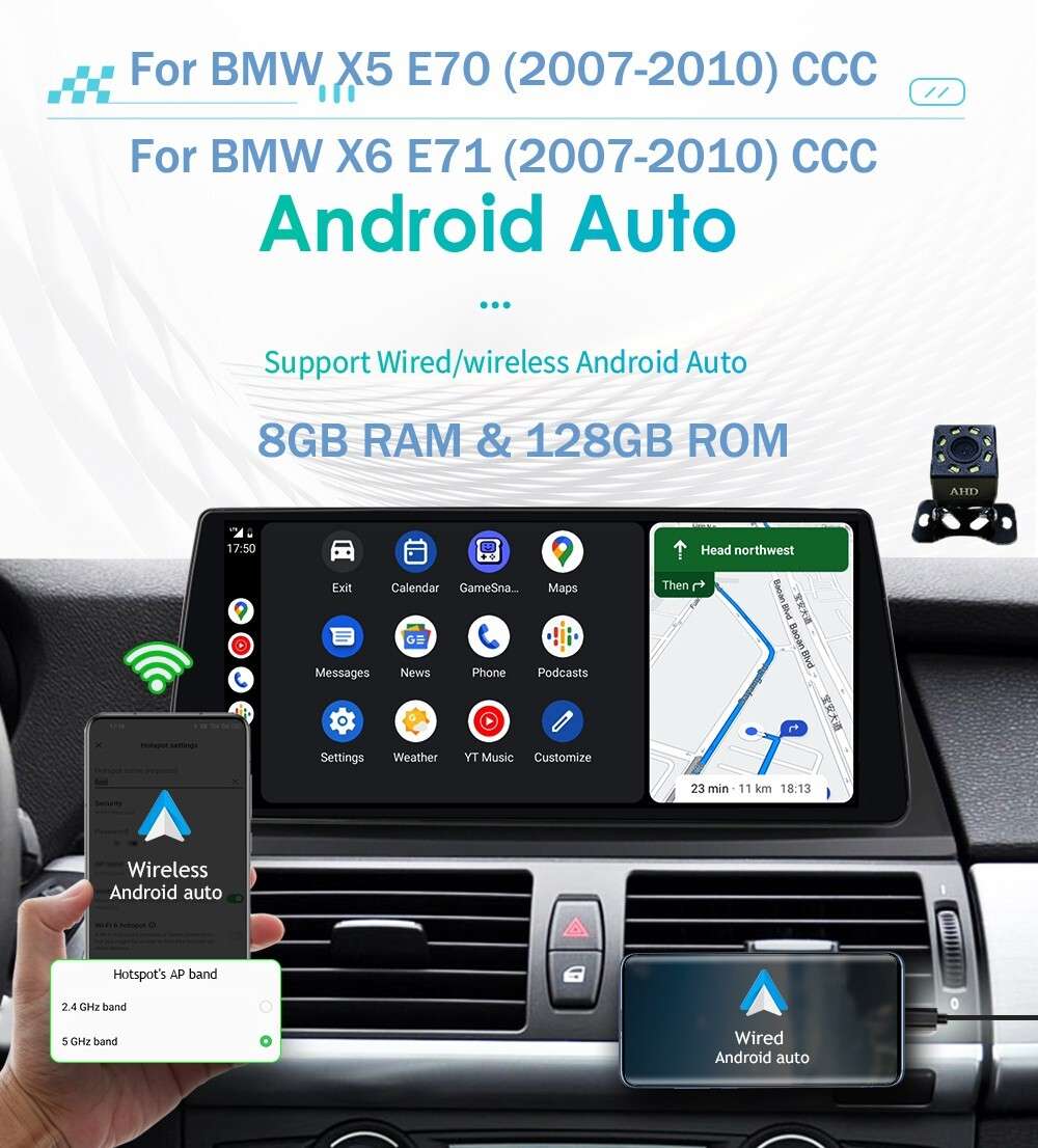 10.33"Android 12 CarPlay 8+128GB For BMW X5 X6 E70 E71 CCC Car GPS Headunit WiFi