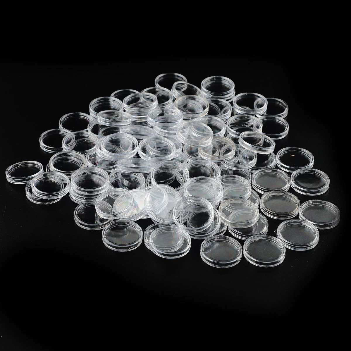Coin Holder Accessories Transparent 100pcs 26mm Clear Plastic Storage Boxes Case