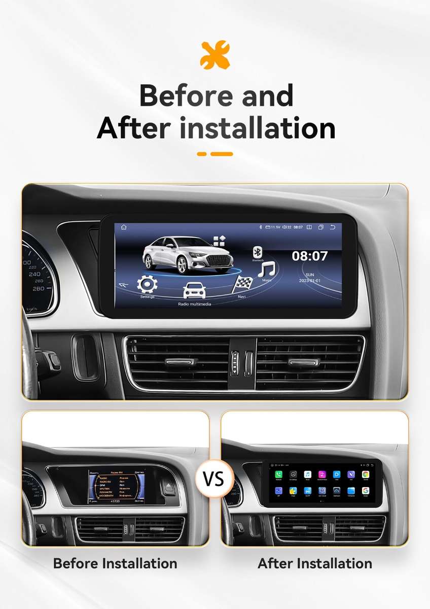 10.25" Screen Android 13 Carplay Car Radio GPS SWC for Audi A4 A5 S4 RS5 2009-16