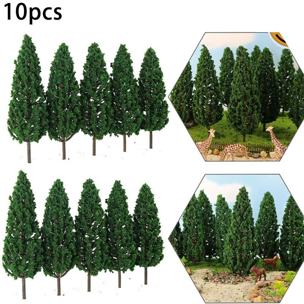 10x 15cm Model Pine Trees Green For O G Scale Railway Scenery Layout