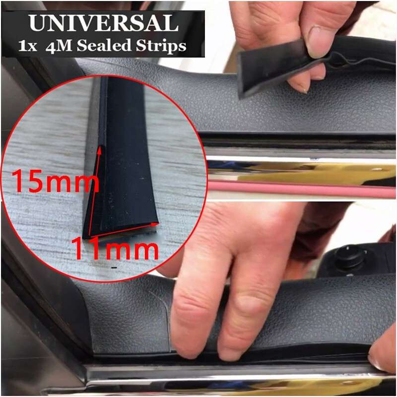 4m V-Type Car Seal Strip For Auto Car Side Glass Rubber Black Parts