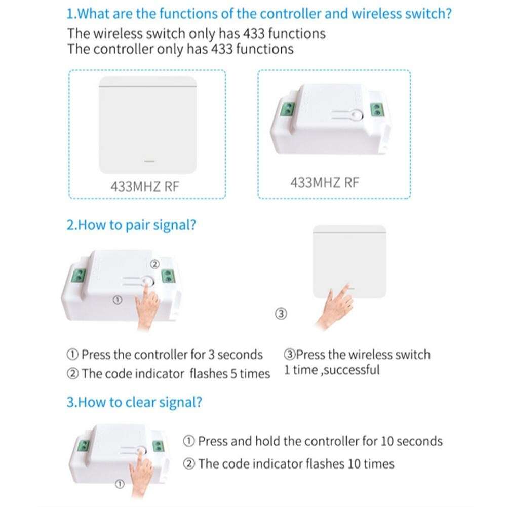 Light Switch Remote Control Set With 2 Receivers For Various Applications