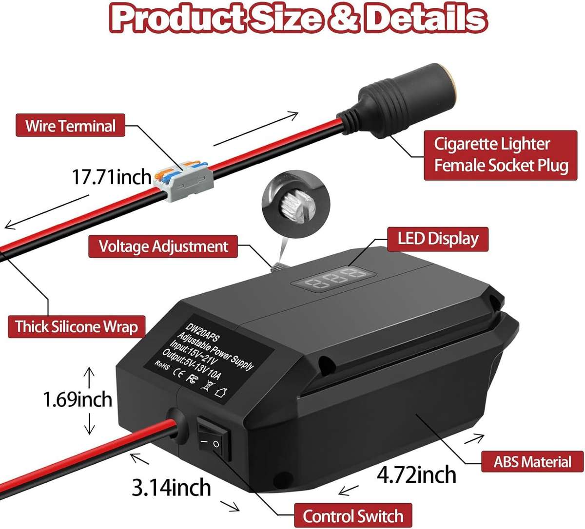 DC 18V to 12V Step Down Converter Adapter for Einhell Buck Converter Regulator