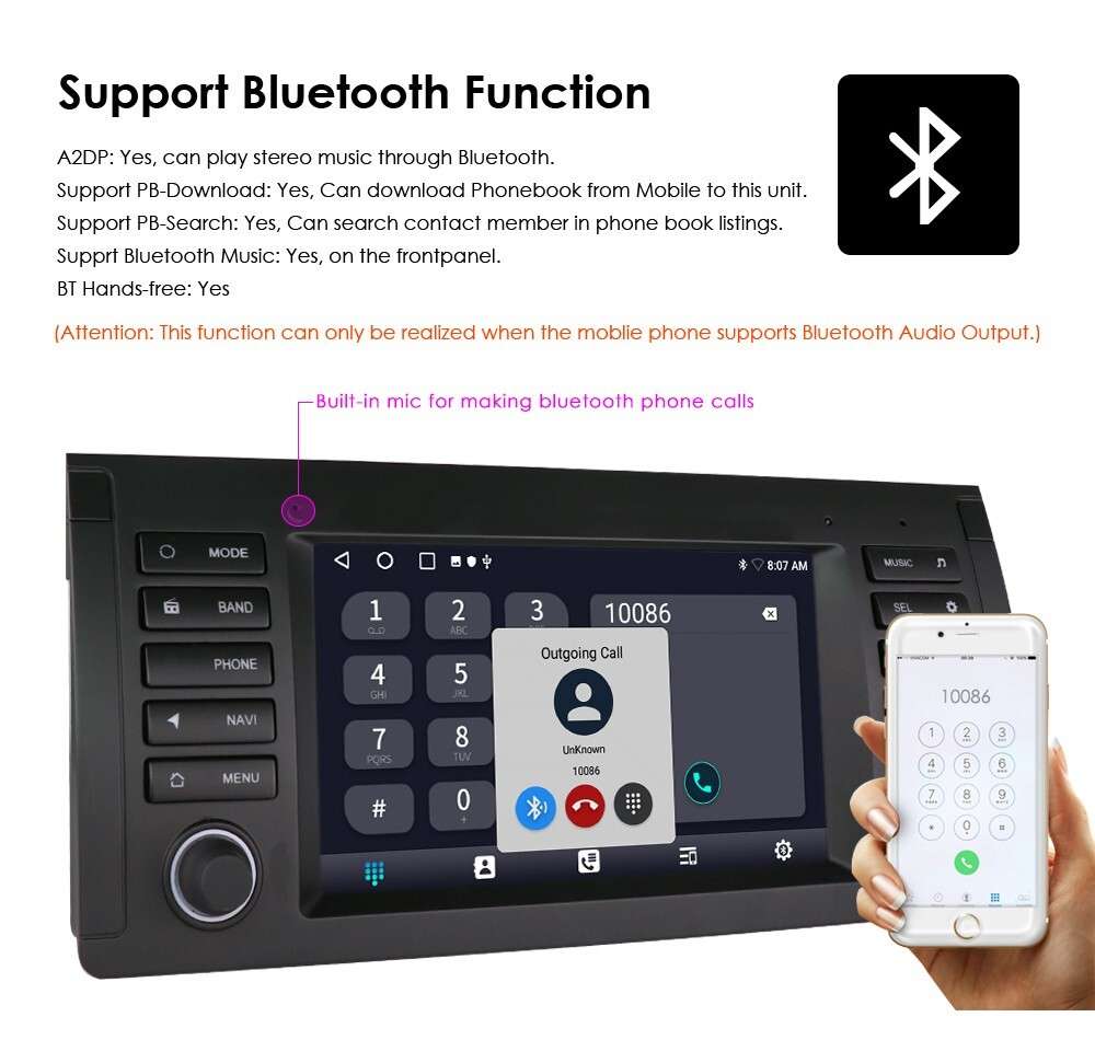 For BMW 5 Series E39 X5 E53 7" Android Auto 12 Car Stereo GPS CarPlay RDS 2+32GB