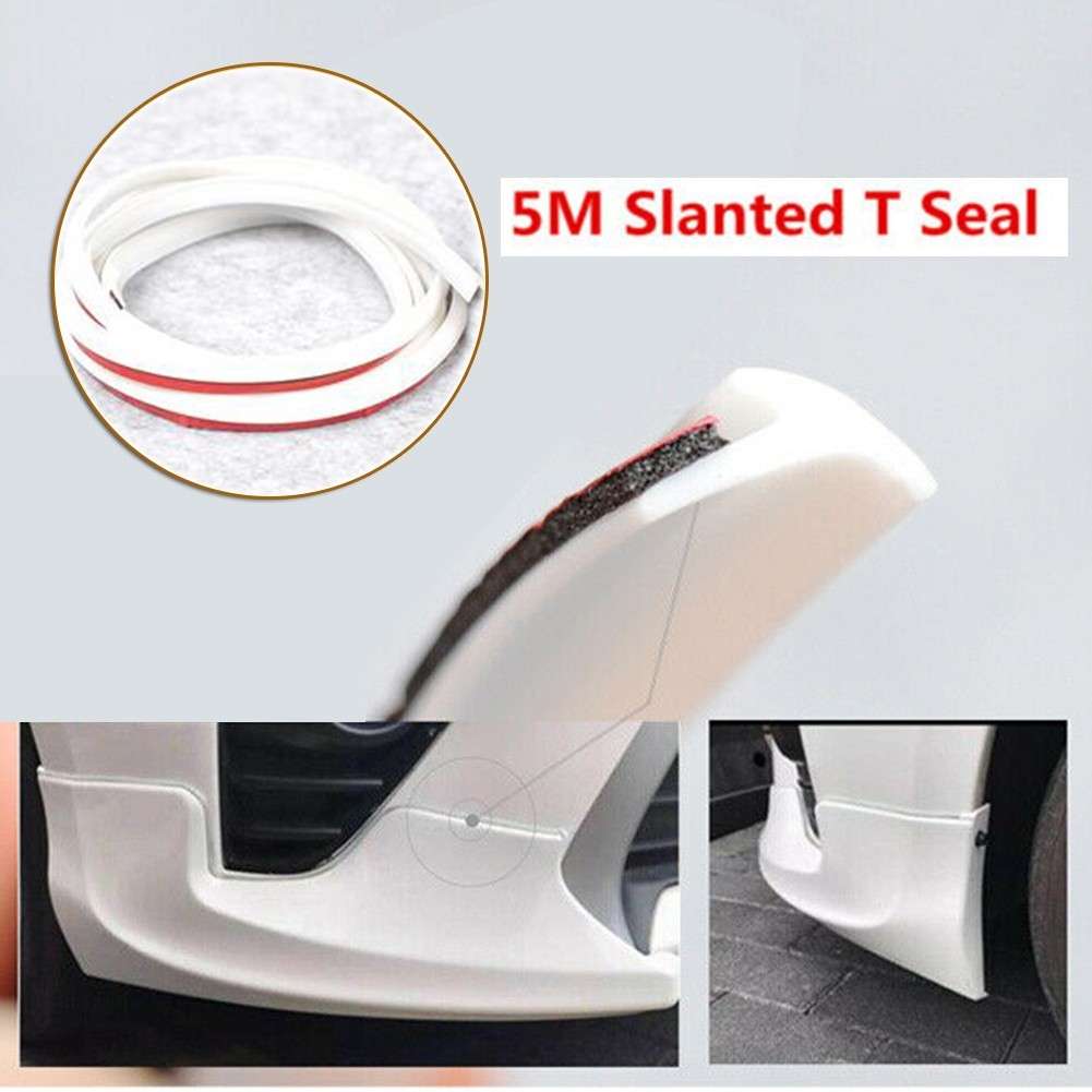 5M Slanted T-Type Car Rubber Sealing Strip Trim For Bumper-Lip Side Skirt
