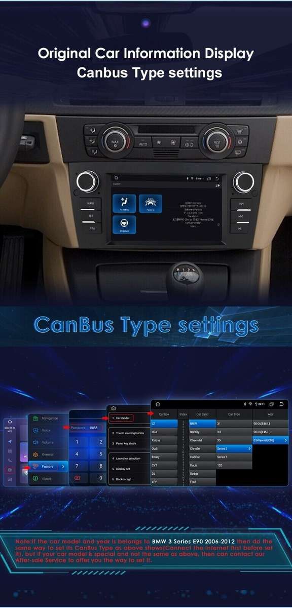 2+32GB For BMW 3er E90 E92 E93 M3 Android 12 Car Play Stereo Radio WiFi Navi GPS