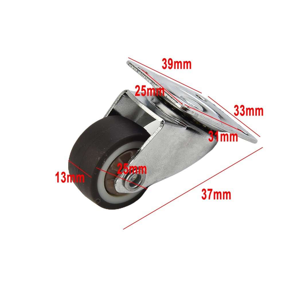 4PCS Mini Small Casters Diameter 1inch/25mm TPE Rubber Super Mute Wheels