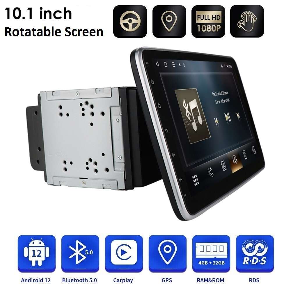 Android12 2DIN 10.1" Rotatable Car Radio 4+32GB GPS Stereo Bluetooth DSP CarPlay