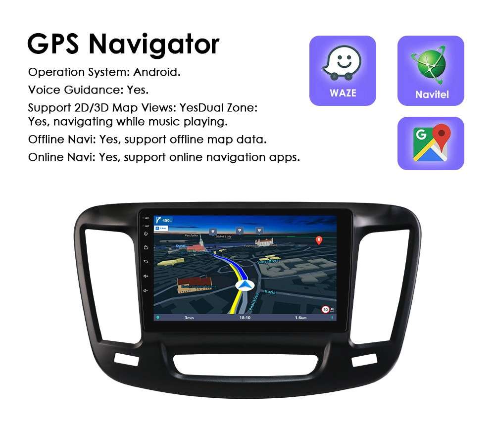 Carplay Android 14 For 2015-2019 Chrysler 200 200C 200S Car Stereo GPS Sat Navi