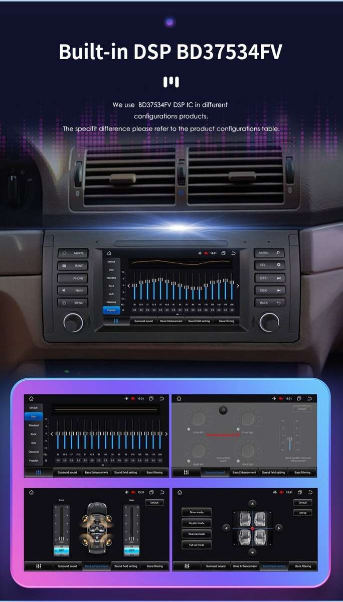 For BMW 5 Series E39 528i 530i CarPlay Android 12 7" Car GPS Stereo CarPlay DSP